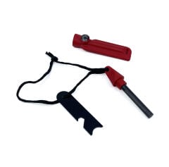 Magnezyum Çubuğu Ateş Başlatıcı – Hayatta Kalma Kiti - Koyu Kırmızı