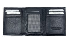 Kayader Collection %100 Hakiki Deri Dikey Katlanır Erkek Cüzdan & Kartlık – Şeffaf Kimlik / Ehliyet Pencereli Cüzdan Siyah