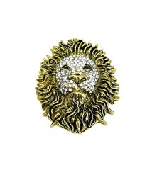 Lüks Gold Detaylı Kristal Taşlı Aslan Başı Magnet - Dekoratif Obje