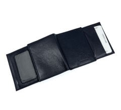 Kayader Collection %100 Hakiki Deri Siyah Erkek Cüzdan & Kartlık – Şeffaf Kimlik  Ehliyet Pencereli, Katlanır Dikey Model