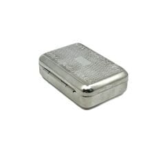 Nostaljik Desenli Metal Sigara Tabakası - Gümüş Renk İşlemeli Kutu