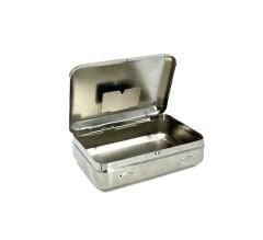 Nostaljik Desenli Metal Sigara Tabakası - Gümüş Renk İşlemeli Kutu