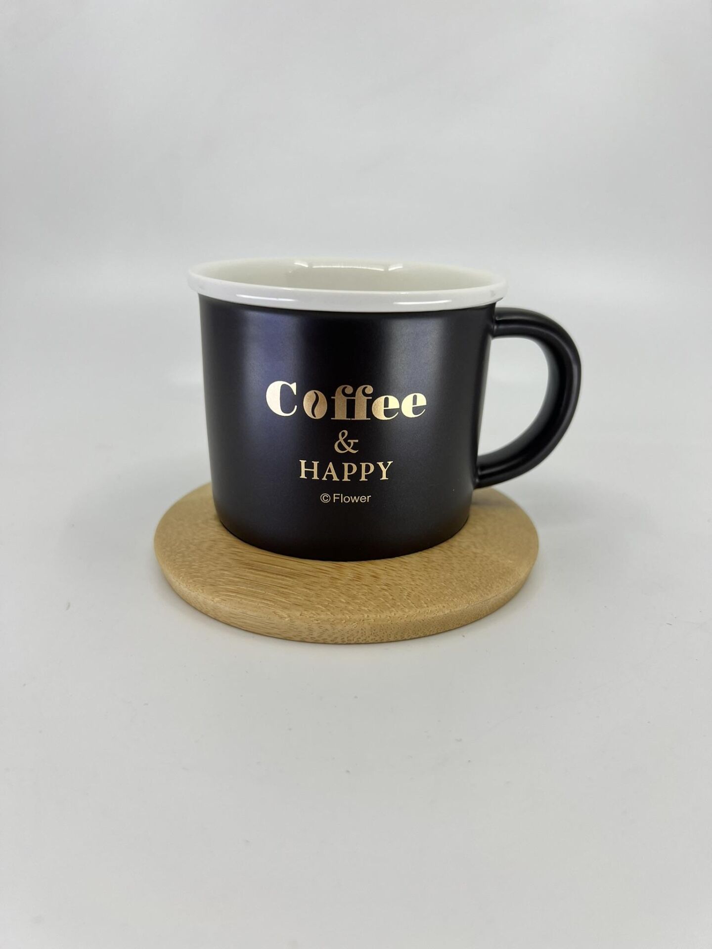 Bambu Tabaklı Seramik Kupa - Kahverengi