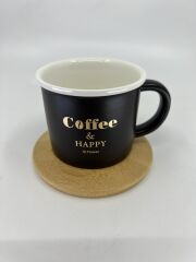 Bambu Tabaklı Seramik Kupa - Kahverengi