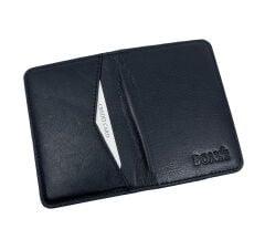 Bons Deri Hakiki Deri Kartlık, Minimalist Unisex Cüzdan ve Kredi Kartlık Modeli - Siyah