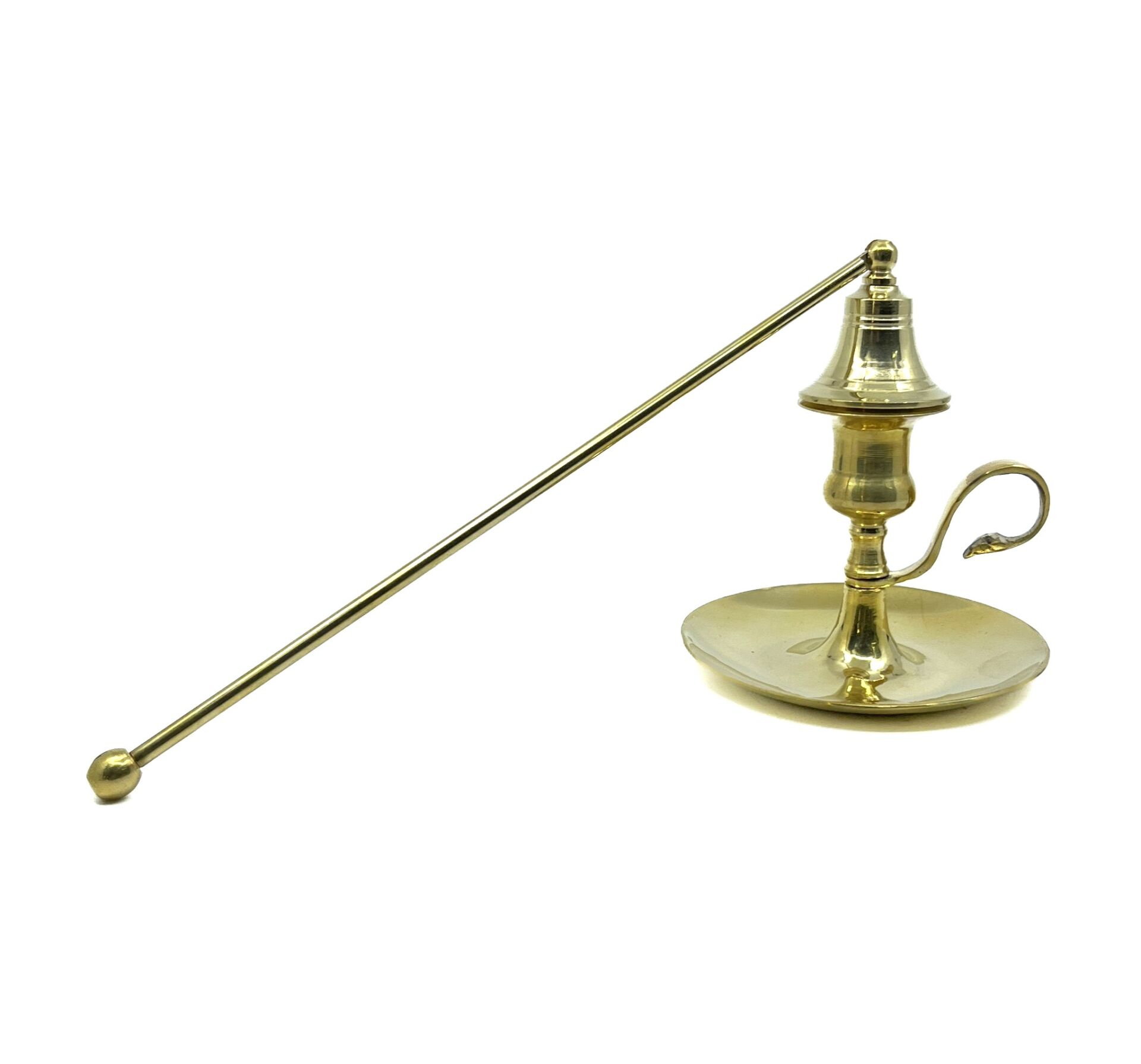 Dekoratif Altın Rengi Pirinç Şamdan ve Söndürücü - Şık ve Retro Tasarım