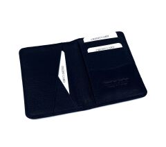 Bons Deri Hakiki Deri Kartlık, Minimalist Unisex Cüzdan ve Kredi Kartlık Modeli - Lacivert