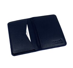 Bons Deri Hakiki Deri Kartlık, Minimalist Unisex Cüzdan ve Kredi Kartlık Modeli - Lacivert