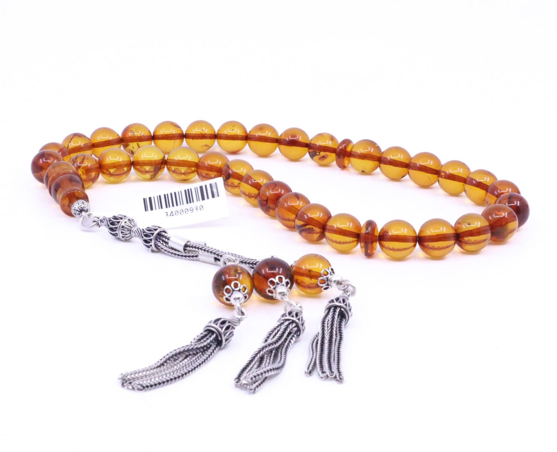 Gümüş İmameli Damla Kehribar Tesbih 930