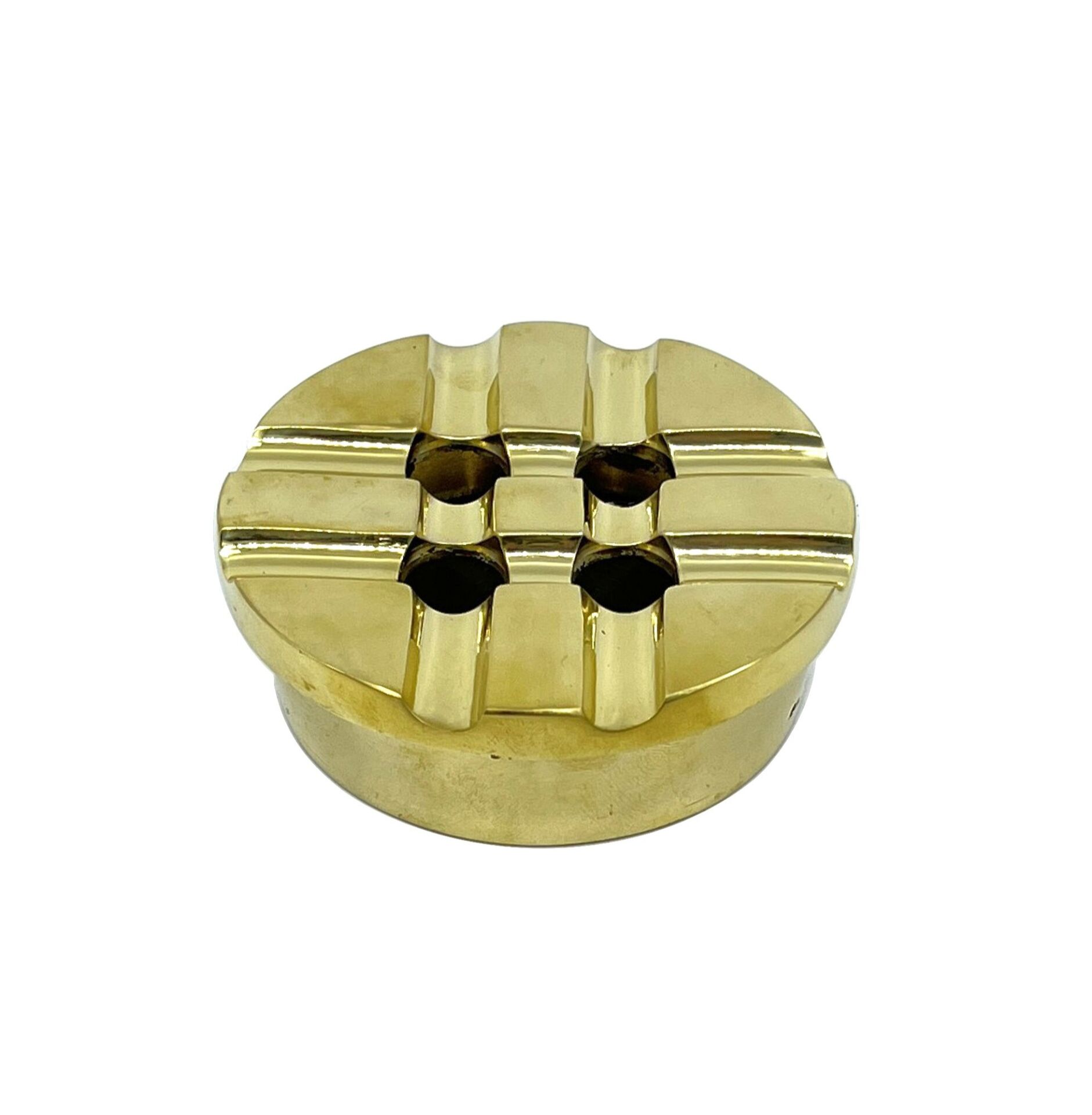 Vintage Masif Pirinç Kapaklı Küllük - Retro Masaüstü Aksesuarı