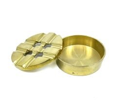 Vintage Masif Pirinç Kapaklı Küllük - Retro Masaüstü Aksesuarı