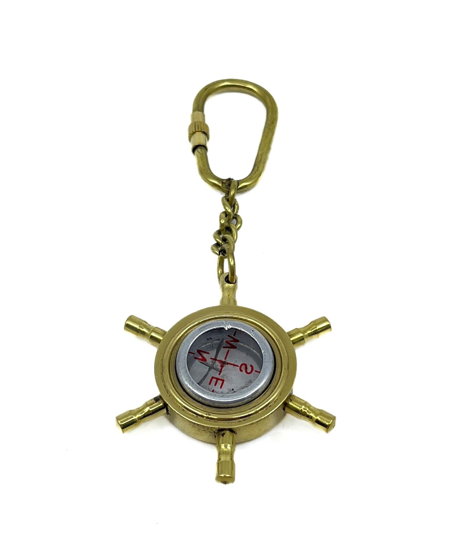 Marin Tasarım Pirinç Anahtarlık - Kaptan Dümeni Model