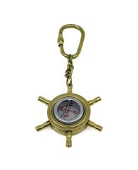 Marin Tasarım Pirinç Anahtarlık - Kaptan Dümeni Model