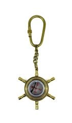 Marin Tasarım Pirinç Anahtarlık - Kaptan Dümeni Model