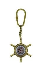 Marin Tasarım Pirinç Anahtarlık - Kaptan Dümeni Model