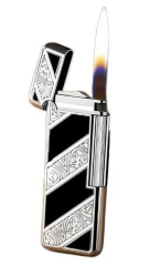 Silvio Monetti Siyah Şeritli Metal İşleme Silver Black Çakmak