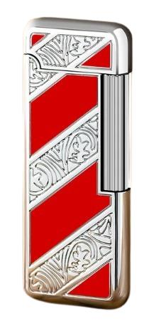 Silvio Monetti Kırmızı Şeritli Metal İşleme Silver Red Çakmak