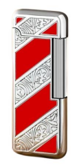 Silvio Monetti Kırmızı Şeritli Metal İşleme Silver Red Çakmak