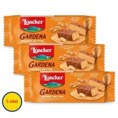 Loacker Gardena Peanut Butter - Çikolata Kaplamalı Yer Fıstığı Ezmesi Kreması Dolgulu Çıtır Gofret 38 g (3 ADET)