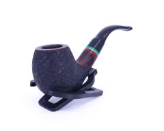 Dapper Kırmızı-Yeşil Bilezikli Briar (Gül Kökü) El İşleme 9 mm Filtreli Gemici Pipo Kahverengi
