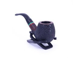 Dapper Kırmızı-Yeşil Bilezikli Briar (Gül Kökü) El İşleme 9 mm Filtreli Gemici Pipo Kahverengi