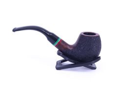 Dapper Kırmızı-Yeşil Bilezikli Briar (Gül Kökü) El İşleme 9 mm Filtreli Gemici Pipo Kahverengi