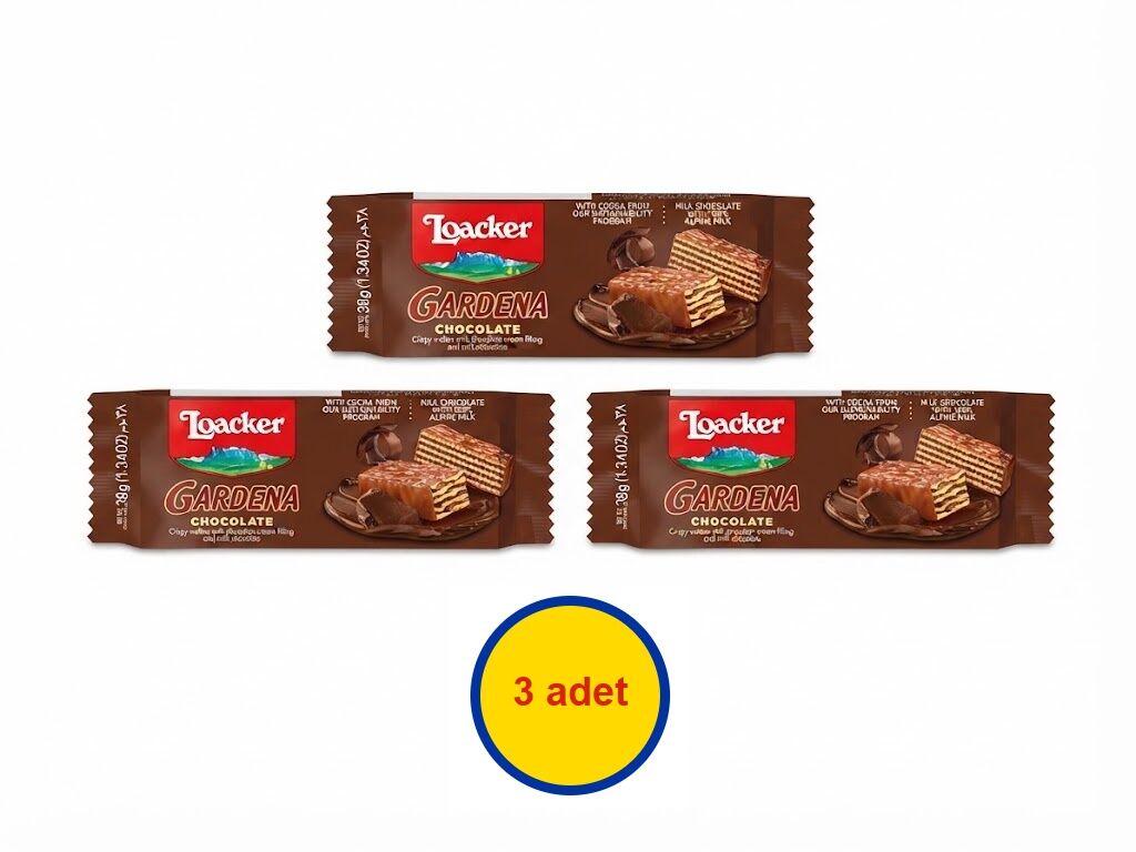 Loacker Gardena Chocolate - Çikolatalı Krema Dolgulu Sütlü Çikolata ile Kaplı Çıtır Gofret 38 g (3 ADET)