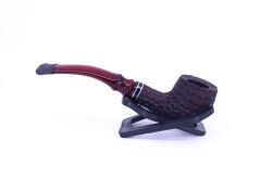 Dapper Half Bent Billiard Briar (Gül Kökü) Siyah Bilezikli  El İşleme 9 mm Filtreli Pipo Siyah