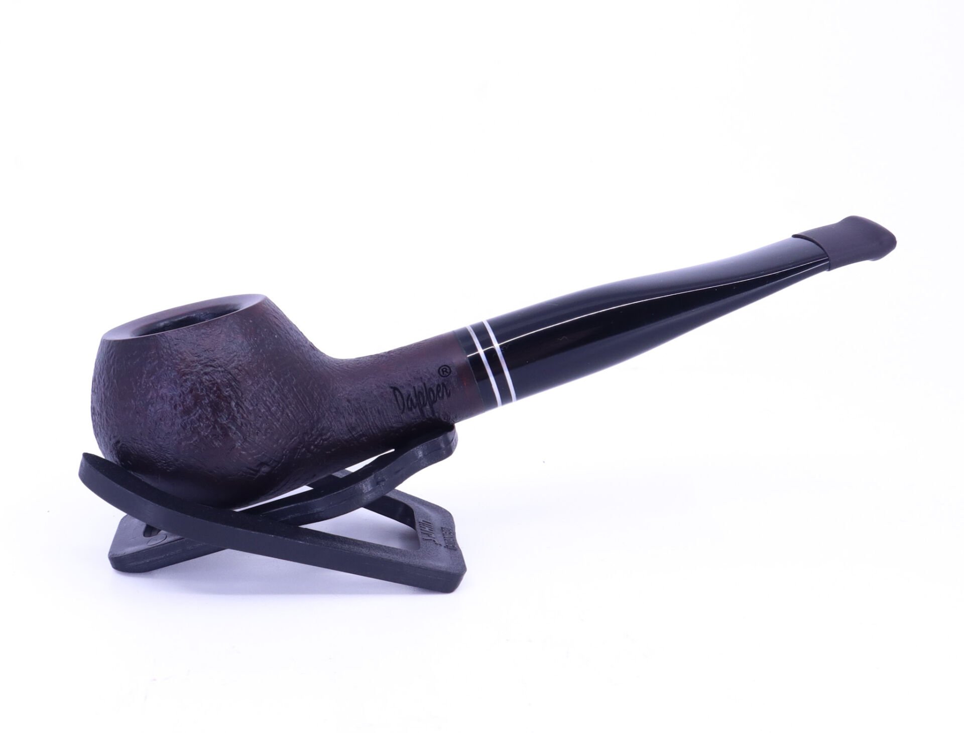 Dapper Ball Briar (Gül Kökü) Siyah Bilezikli El İşleme 9 mm Filtreli Pipo Siyah