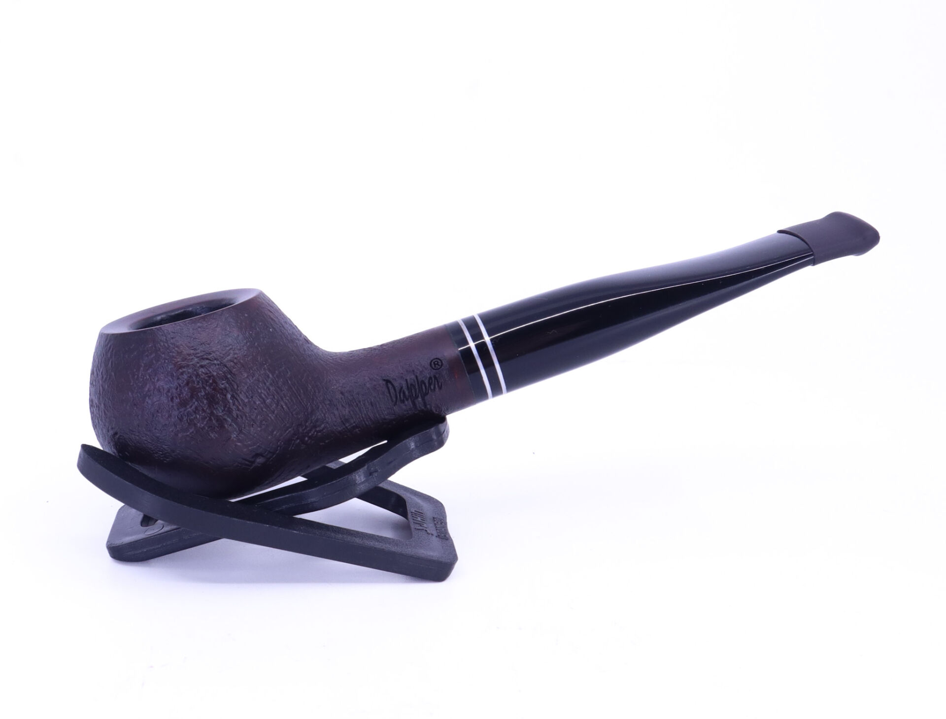 Dapper Ball Briar (Gül Kökü) Siyah Bilezikli El İşleme 9 mm Filtreli Pipo Siyah
