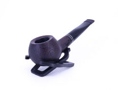 Dapper Ball Briar (Gül Kökü) Siyah Bilezikli El İşleme 9 mm Filtreli Pipo Siyah
