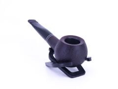 Dapper Ball Briar (Gül Kökü) Siyah Bilezikli El İşleme 9 mm Filtreli Pipo Siyah