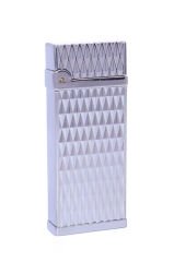 Metal Puro Çakmağı Silver - Baklava Desen Tek Torch Jet Alev