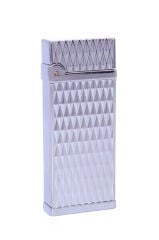 Metal Puro Çakmağı Silver - Baklava Desen Tek Torch Jet Alev