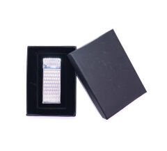 Metal Puro Çakmağı Silver - Baklava Desen Tek Torch Jet Alev