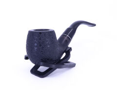 Dapper Briar (Gül Kökü) Siyah Bilezikli El İşleme 9 mm Filtreli Gemici Pipo Siyah