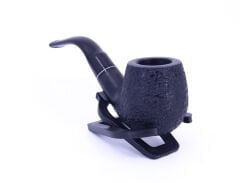 Dapper Briar (Gül Kökü) Siyah Bilezikli El İşleme 9 mm Filtreli Gemici Pipo Siyah