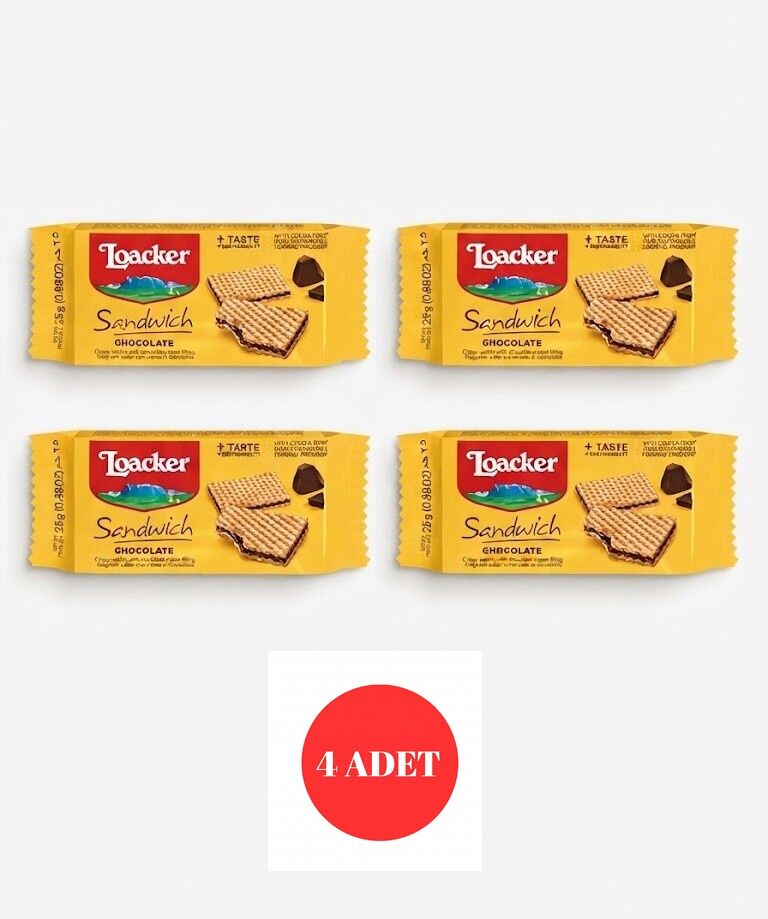 Loacker Sandwich Chocolate - Çikolatalı Krema Dolgulu Çıtır Gofret 25 g (4 ADET)