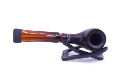 Dapper Bent Apple Briar (Gül Kökü) Siyah Bilezikli  9 mm Filtreli Pipo Kahverengi
