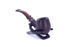 Dapper Bent Apple Briar (Gül Kökü) Siyah Bilezikli  9 mm Filtreli Pipo Kahverengi