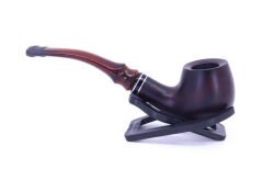 Dapper Bent Apple Briar (Gül Kökü) Siyah Bilezikli  9 mm Filtreli Pipo Kahverengi