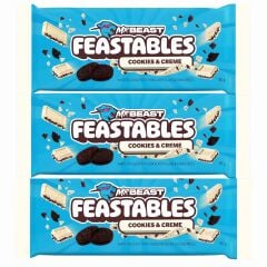 Mr Beast Feastables Cookies & Creme Kakao Kreması Aromalı Dolgulu ve Kurabiye Parçacıklı Beyaz Çikolata 60 g (3 ADET)
