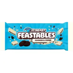 Mr Beast Feastables Cookies & Creme Kakao Kreması Aromalı Dolgulu ve Kurabiye Parçacıklı Beyaz Çikolata 60 g (3 ADET)