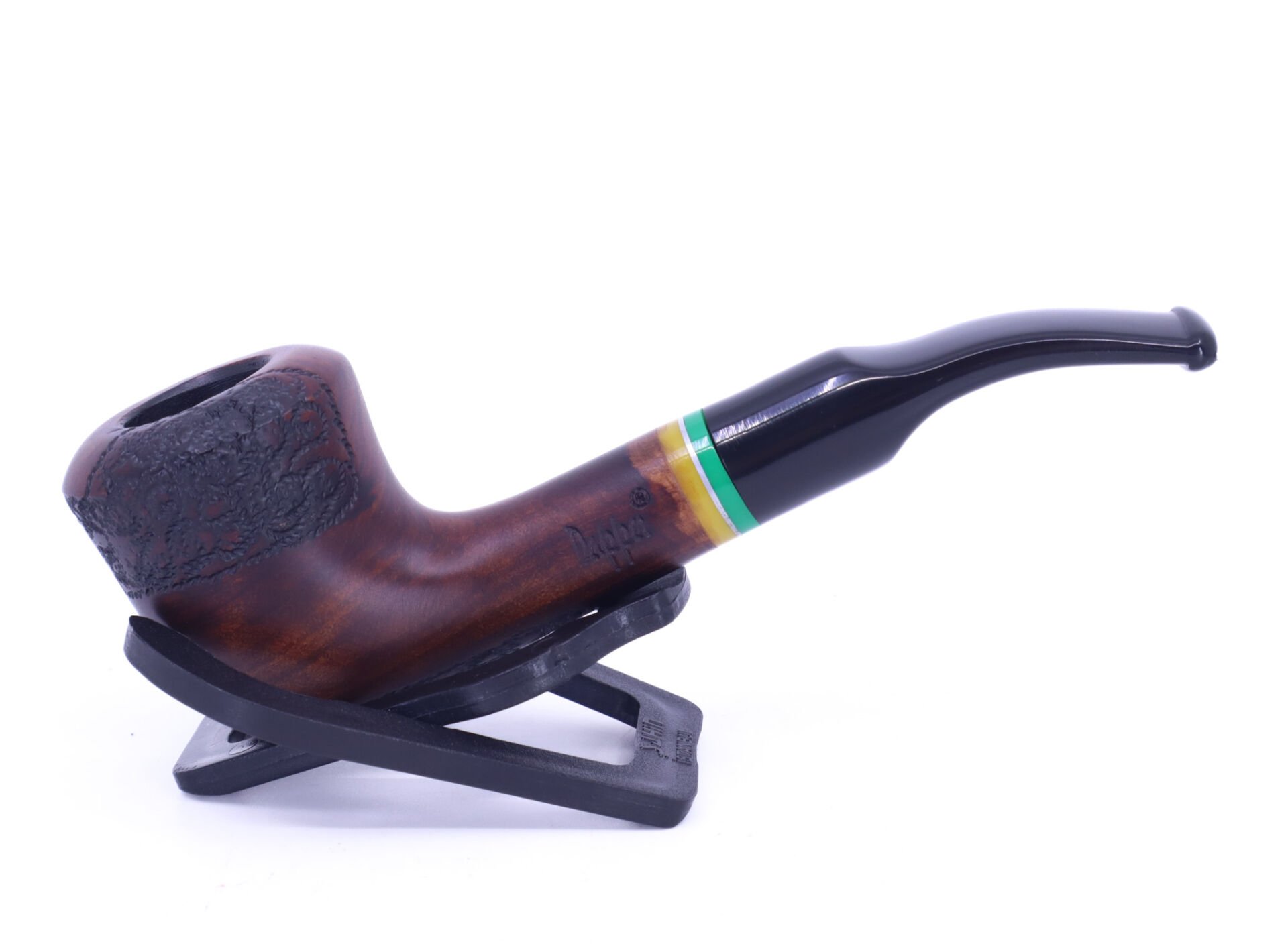 Dapper Dublin Briar (Gül Kökü) Sarı-Yeşil Bilezikli El İşlemesi 9 mm Filtreli Pipo - Kahverengi