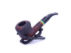 Dapper Dublin Briar (Gül Kökü) Sarı-Yeşil Bilezikli El İşlemesi 9 mm Filtreli Pipo - Kahverengi