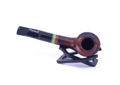 Dapper Dublin Briar (Gül Kökü) Sarı-Yeşil Bilezikli El İşlemesi 9 mm Filtreli Pipo - Kahverengi