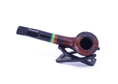 Dapper Dublin Briar (Gül Kökü) Sarı-Yeşil Bilezikli El İşlemesi 9 mm Filtreli Pipo - Kahverengi