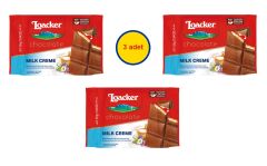 Loacker Chocolate Milk Creme - Sütlü Çikolata Kaplı Sütlü Krema Dolgulu Çıtır Gofret (3 ADET)