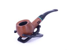 Dapper Half Bent Prince Briar (Gül Kökü)Kırmızı-Yeşil Bilezikli 9 mm Filtreli Pipo Kahverengi