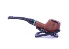 Dapper Half Bent Prince Briar (Gül Kökü)Kırmızı-Yeşil Bilezikli 9 mm Filtreli Pipo Kahverengi